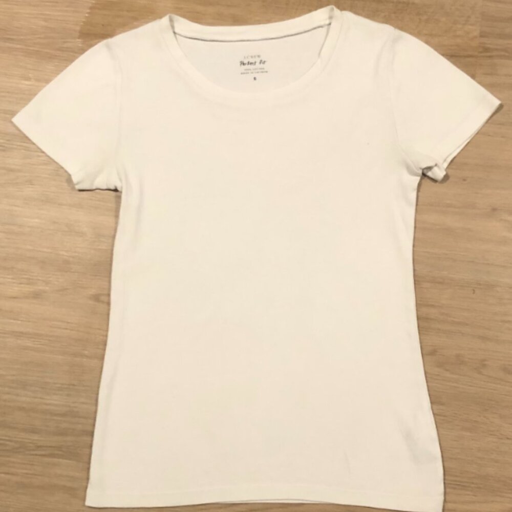 J Crew Perfect Fit Cotton White T-shirt 10-12